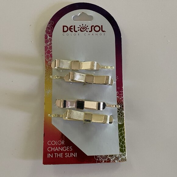 Del Sol Bow Color Changing Hair Pins Clips Changes In The Sun NEW - Picture 3 of 11